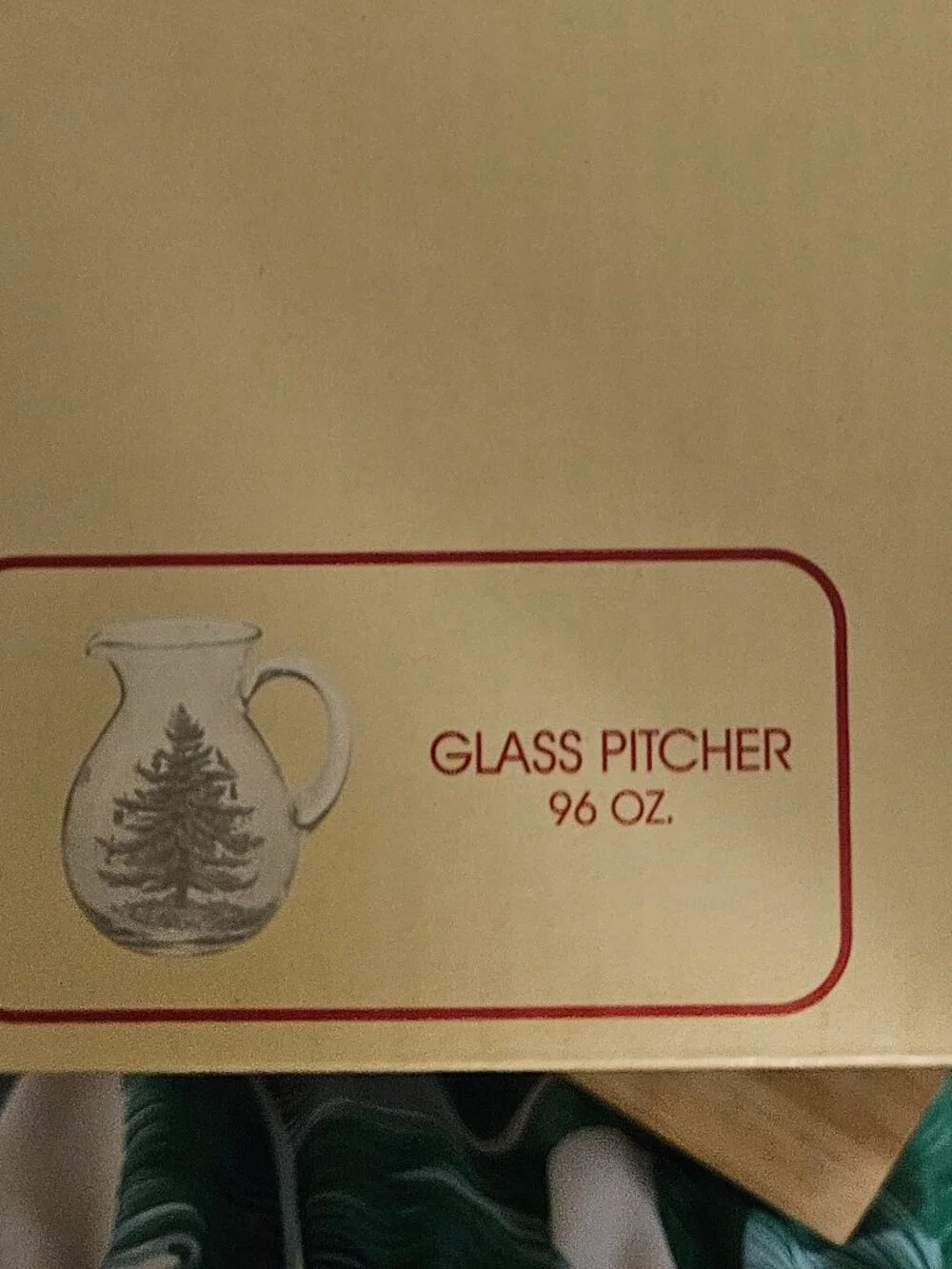 Spode Glass Christmas Pitcher 96 oz